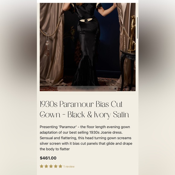 1930s Paramour Bias Cut Gown - Black & Ivory Satin - Picture 5 of 14